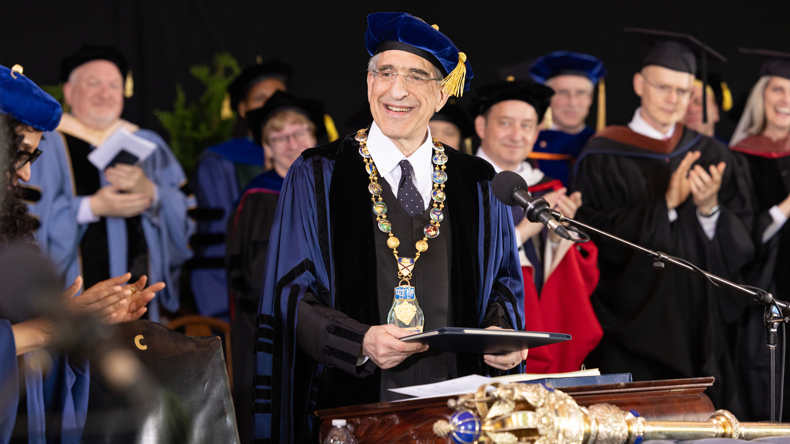 President Salovey accepting his Honorary Degree of Doctor of Humane Letters